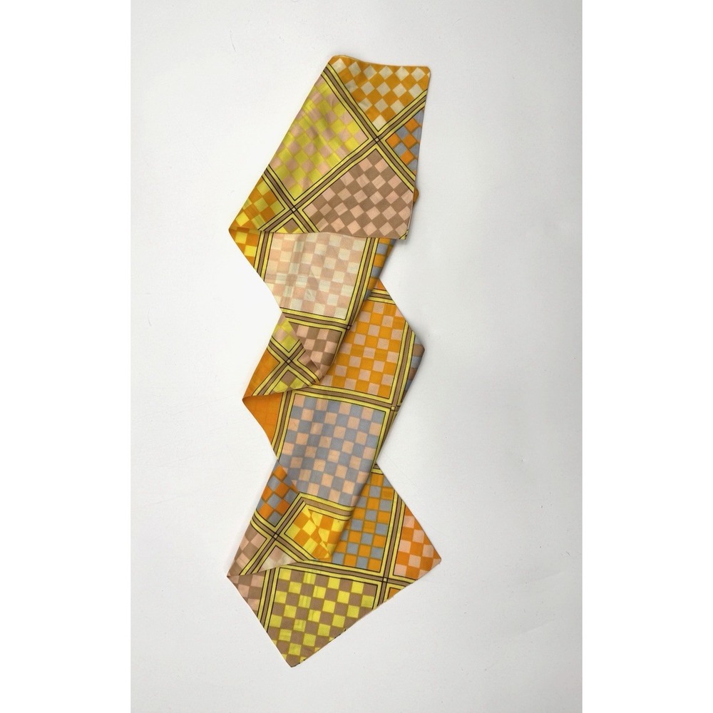 Checkerboard Silk Neck Scarf 70s Groovy Hippie Eclectic Dopamine Maximilist Art